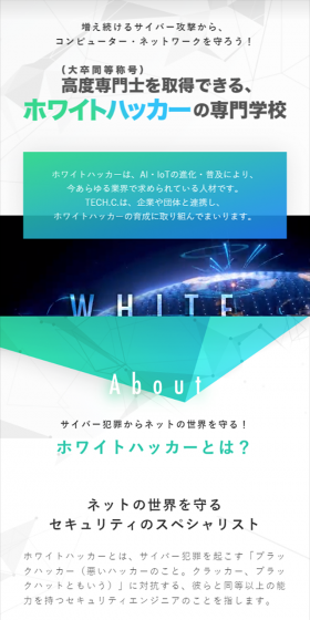 ホワイトハッカーのLPデザイン（学び・教材／グリーン系／かっこいい系）スマホ版