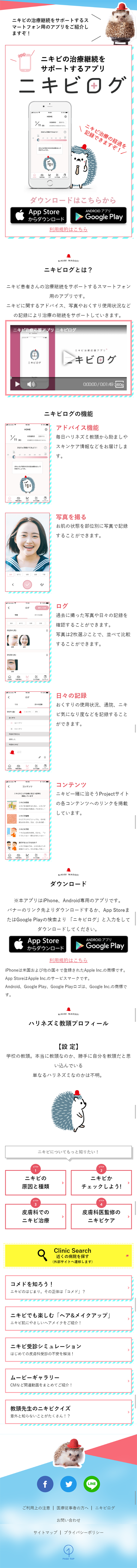 ニキビログのLPデザイン（インターネットサービス／ホワイト系／シンプル系）スマホ版
