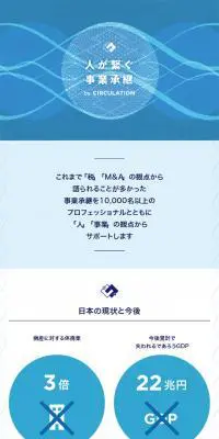 「人・組織」「成長戦略」の観点から事業承継をサポートのLPデザイン（サービス・保険・金融／ブルー系／和風系）スマホ版