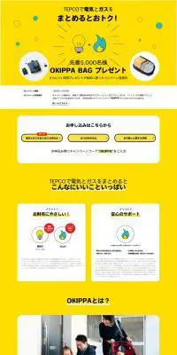 TEPCOで電気とガスをまとめるとおトク！のLPデザイン（サービス・保険・金融／イエロー系／シンプル系）PC版