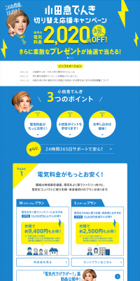小田急でんきのLPデザイン（サービス・保険・金融／ブルー系／信頼・安心系）PC版