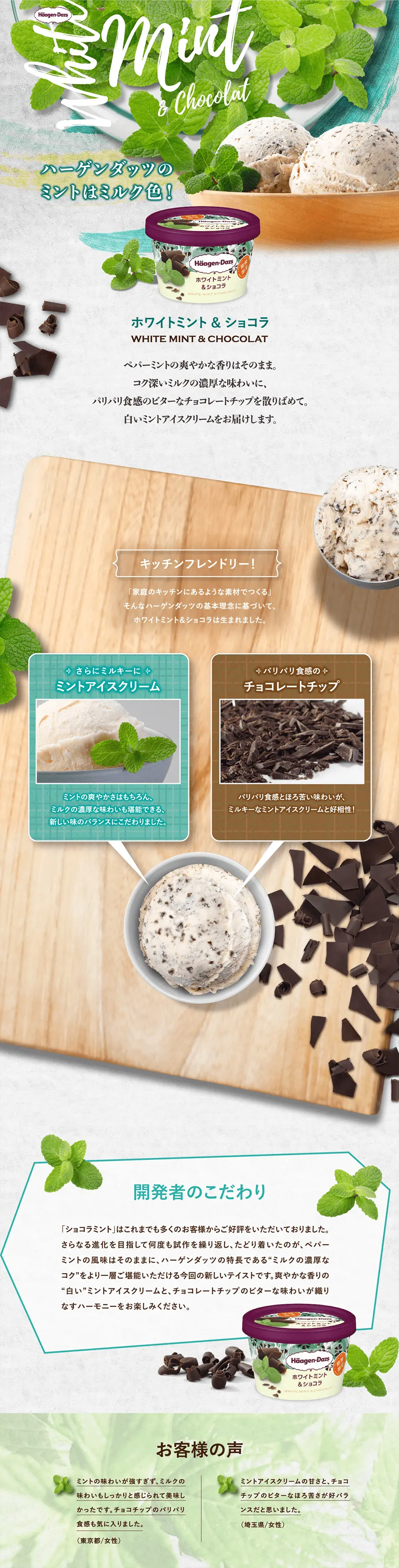 ホワイトミント＆ショコラのLPデザイン（スイーツ・スナック菓子／グリーン系／爽やか系）PC版