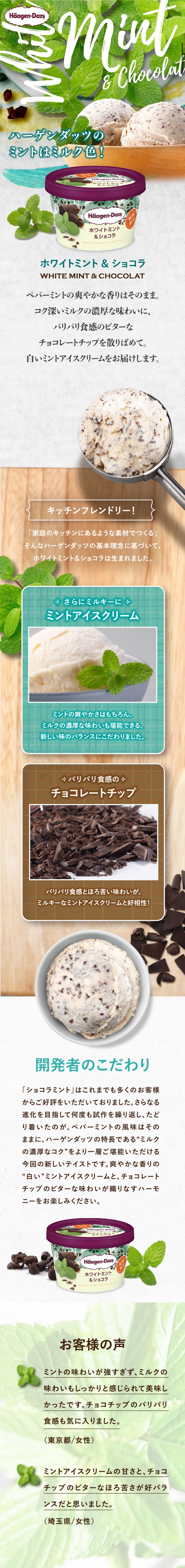 ホワイトミント＆ショコラのLPデザイン（スイーツ・スナック菓子／グリーン系／爽やか系）スマホ版