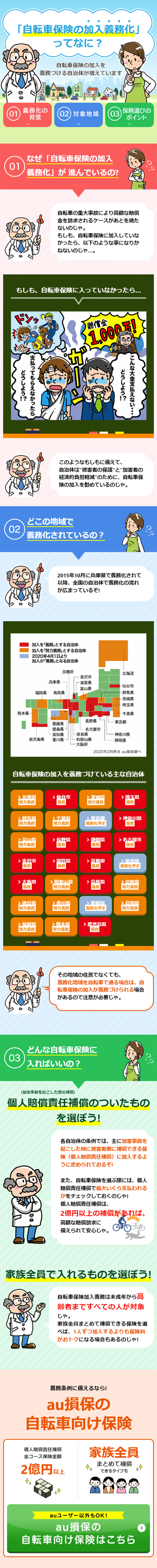 自転車保険のLPデザイン（サービス・保険・金融／カラフル系／信頼・安心系）スマホ版