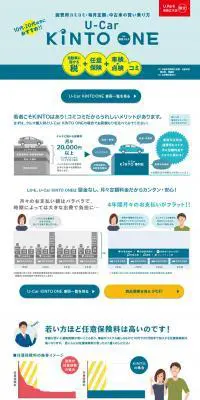 U-Car KINTOのLPデザイン（サービス・保険・金融／ブルー系／信頼・安心系）PC版