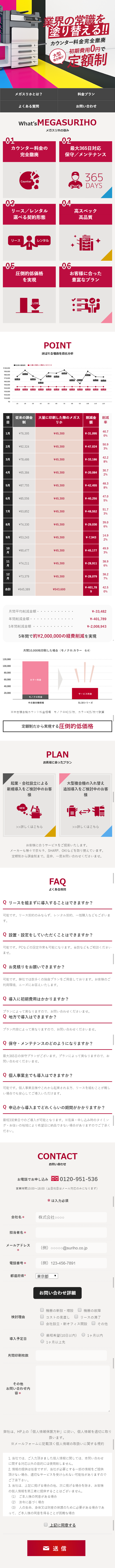 Megasuriho LP design (Services, Insurance, and Finance / Red tones / Trust and Safety) Mobile version