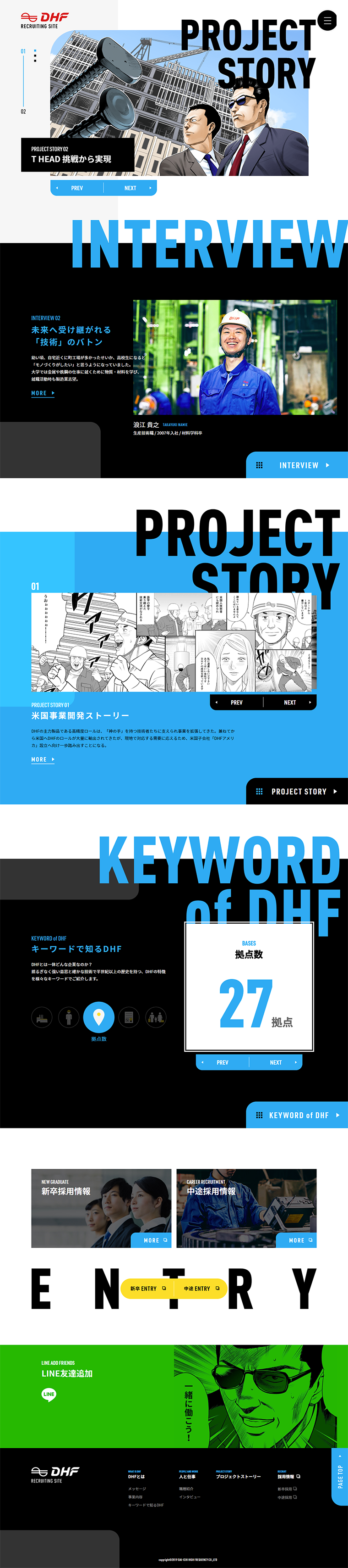 Recruitment website LP design (Recruitment and Hiring / Shades of blue / Lively type) PC version