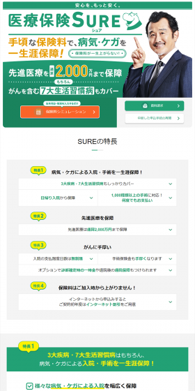 Medical Insurance SURE LP design (Services, Insurance, and Finance / Green tones / Trust and Safety) PC version