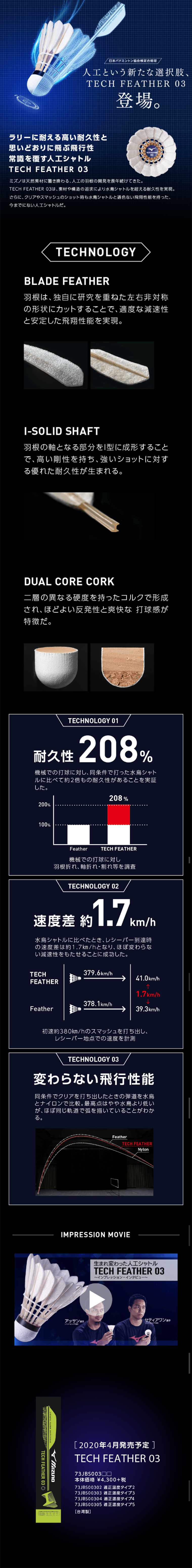 TECH FEATHER03のLPデザイン（スポーツ／ブラック系／かっこいい系）スマホ版