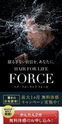 ヘア・フォーライフ フォースのLPデザイン（美容サービス／ブラック系／信頼・安心系）スマホ版