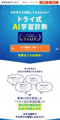 Torai AI Learning Diagnostic LP design (Diagnosis, Matching, and Summary / Shades of blue / Simple) PC version