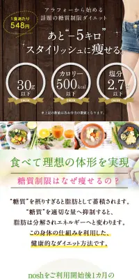 ヘルシー・低糖質の食事宅配のLPデザイン（健康・美容食品・サプリ／ホワイト系／健康・癒し系）スマホ版