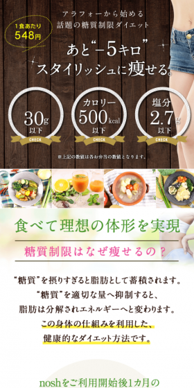 ヘルシー・低糖質の食事宅配のLPデザイン（健康・美容食品・サプリ／ホワイト系／健康・癒し系）スマホ版