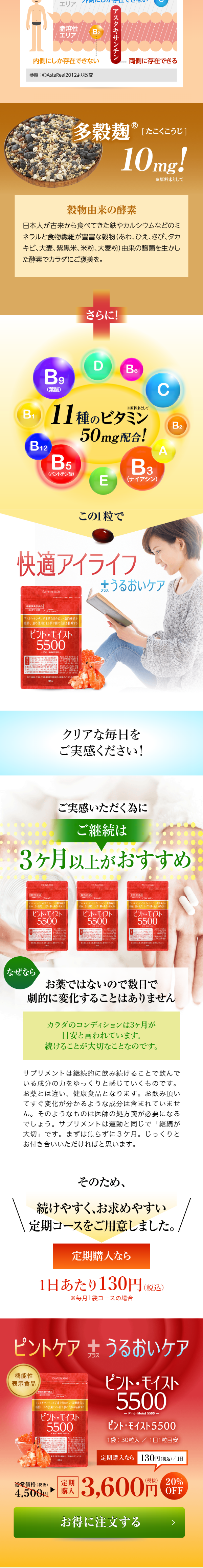ピントモイスト5500のLPデザイン（健康・美容食品・サプリ／レッド系／健康・癒し系）スマホ版