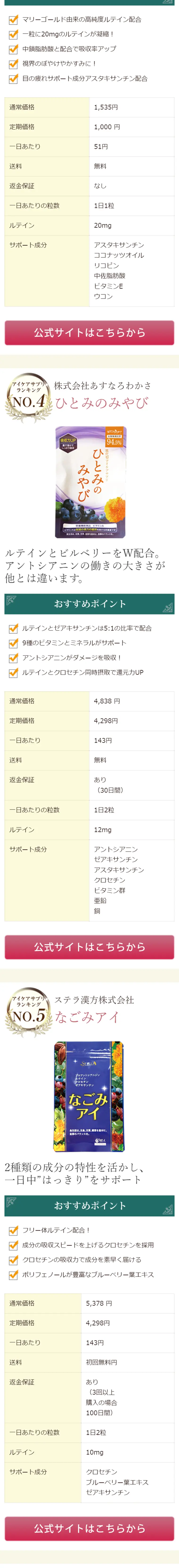 アイケアサプリランキングのLPデザイン（インターネットサービス／カラフル系／健康・癒し系）スマホ版