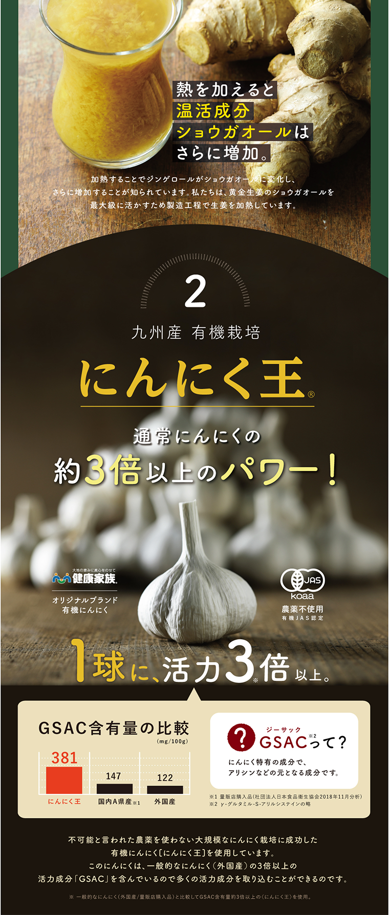 にんにく生姜のLPデザイン（健康・美容食品・サプリ／ホワイト系／健康・癒し系）PC版