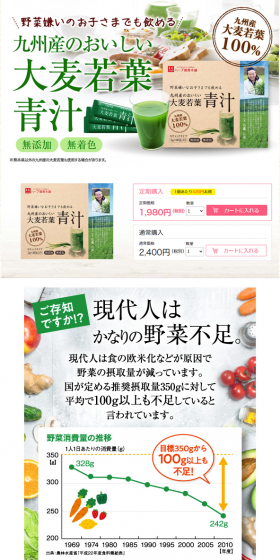 Delicious Kyushu-grown Barley Grass Aojiru LP design (Health and Beauty Foods and Supplements / Green tones / Health and Wellness) PC version