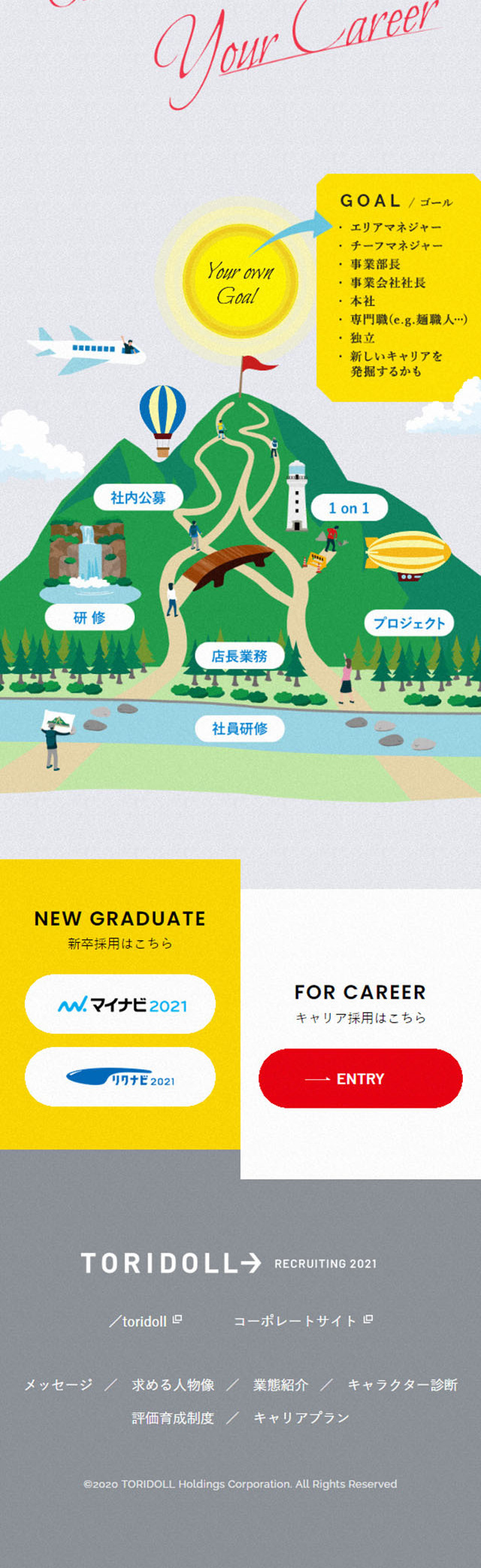 Toridoll Full-time Employee Recruitment Site LP design (Recruitment and Hiring / Shades of grey / Trust and Safety) Mobile version