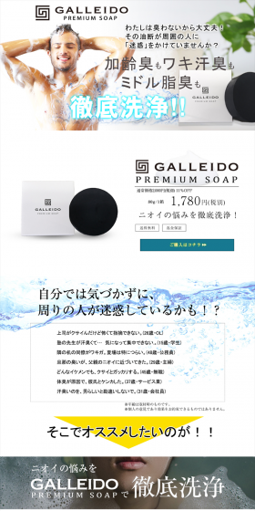 GALLEIDOPREMIUMSOAP LP design (Beauty, Skincare, Fragrance / White-based / Simple) PC version