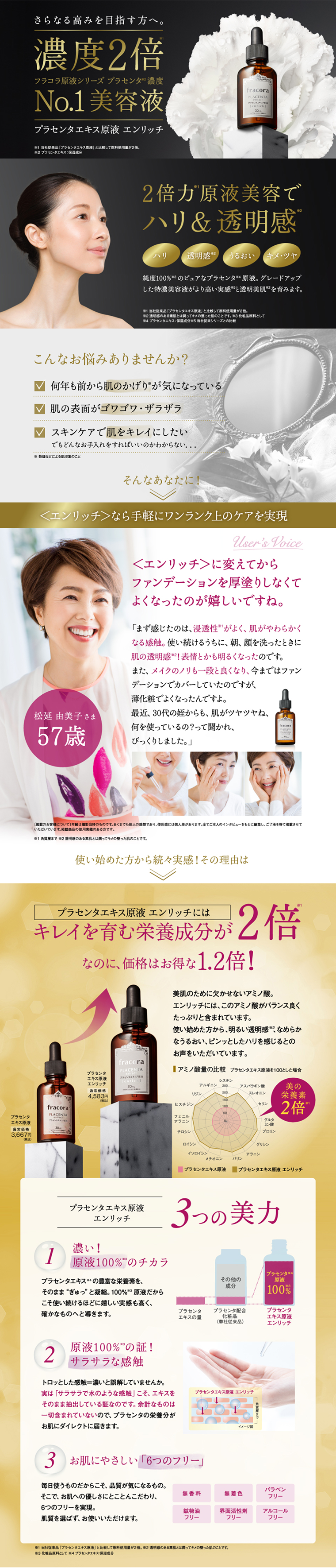 プラセンタエキス原液エンリッチのLPデザイン（美容・スキンケア・香水／ブラック系）PC版