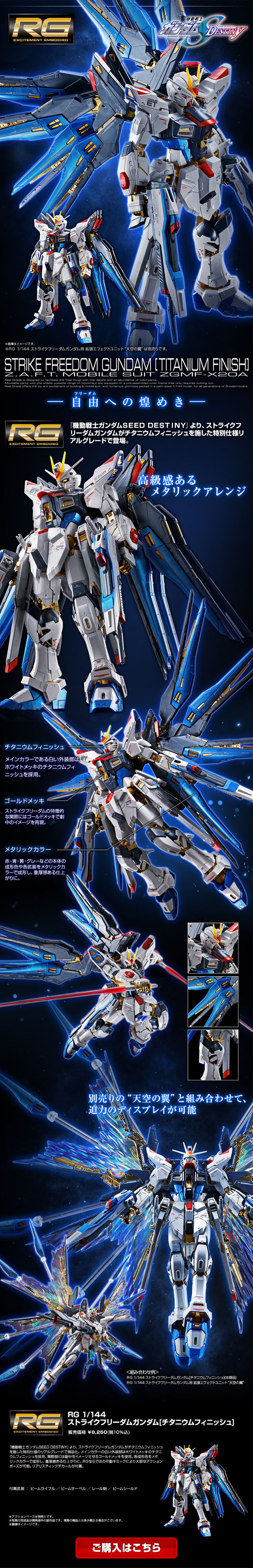 RG 1/144 Strike Freedom Gundam [Titanium Finish] LP design (Kids, Baby, Toys / Black-colored / Cool style) PC version