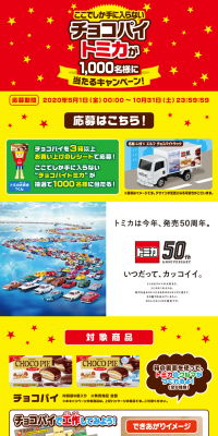 Campaign to win Choco Pie Tomica! LP design (Services, Insurance, and Finance / yellow / Lively type) PC version