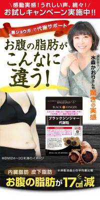 ブラックジンジャー代謝粒のLPデザイン（健康・美容食品・サプリ／ブラック系／健康・癒し系）スマホ版