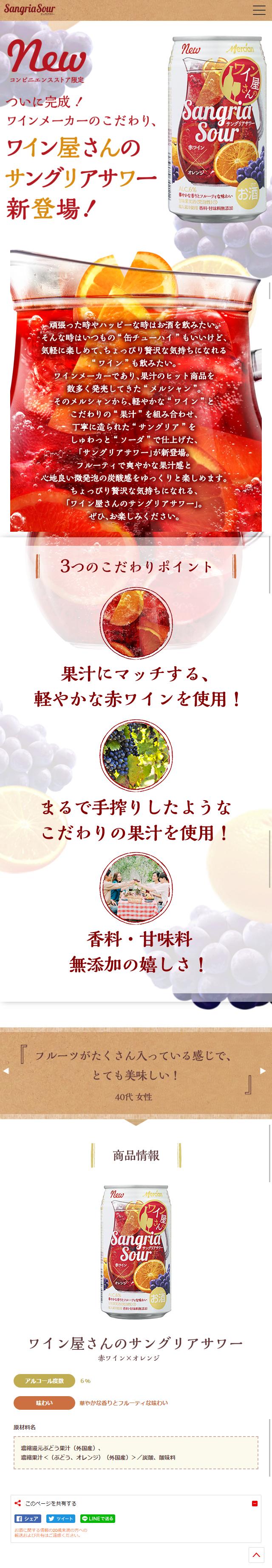 Wine Shop's Sangria Sour LP design (Beverages and Alcohol / Red tones / Cute style) Mobile version