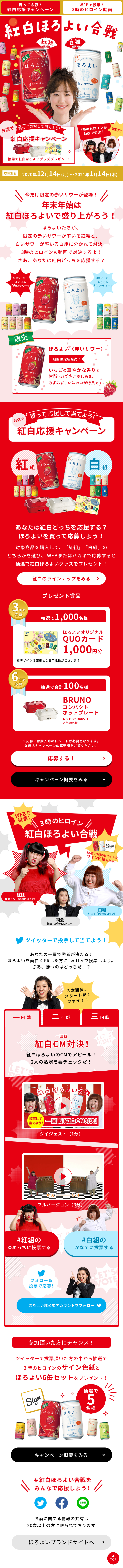 紅白ほろよい合戦のLPデザイン（その他のお酒／レッド系／にぎやか系）スマホ版