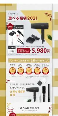 SALONIA　福袋のLPデザイン（一般家電／ゴールド系／和風系）PC版