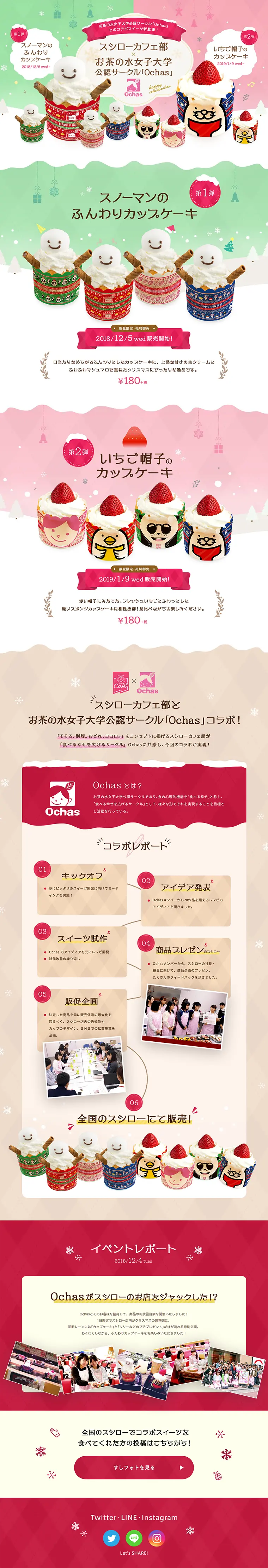 OchasコラボふんわりカップケーキのLPデザイン（スイーツ・スナック菓子／ピンク系／かわいい系）PC版