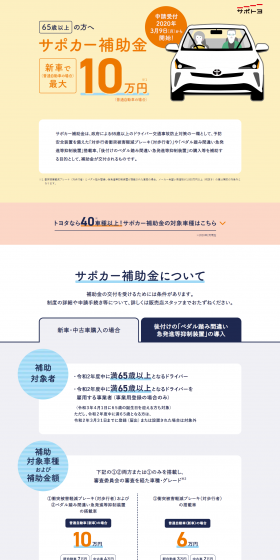 Safety Support Car Subsidy LP design (Services, Insurance, and Finance / yellow / Simple) PC version