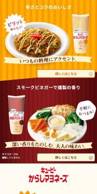 からしマヨネーズ・燻製マヨネーズのLPデザイン（食品／イエロー系／シンプル系）スマホ版