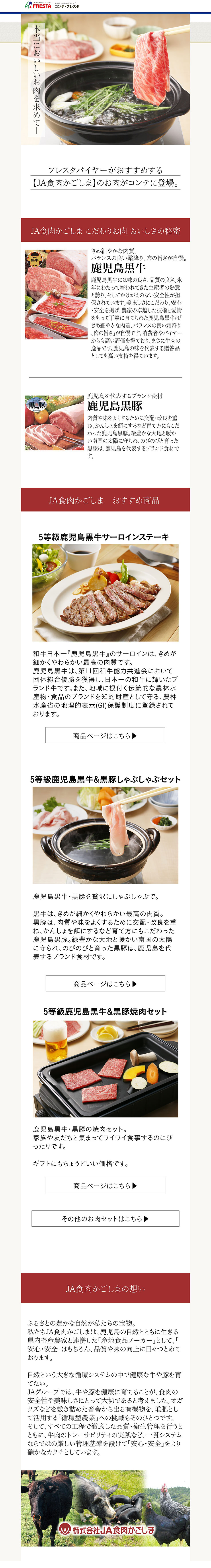 JA Shokuniku Kagoshima Specialty Meats LP design (Meat and Meat Products / Beige tones / Trust and Safety) PC version
