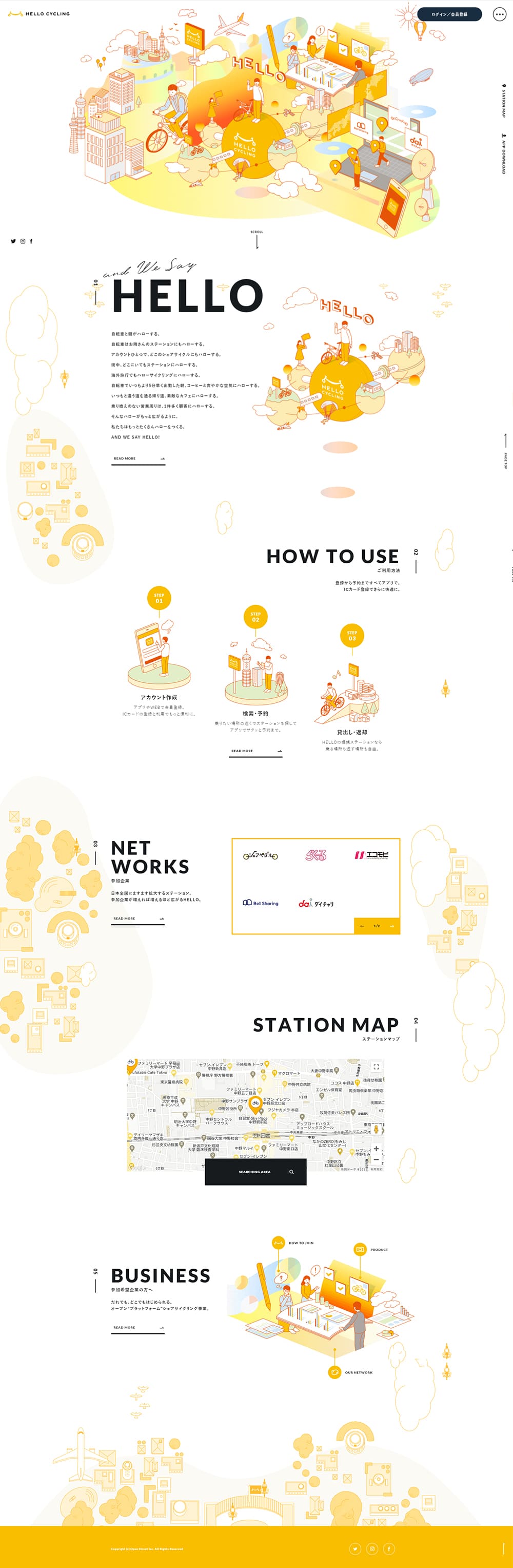 HELLOCYCLING LP design (Internet service / yellow / Simple) PC version