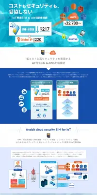IoT専用格安SIM・AWS閉域接続のLPデザイン（インターネットサービス／ブルー系／信頼・安心系）PC版