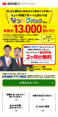 なっトクパックのLPデザイン（サービス・保険・金融／イエロー系／にぎやか系）スマホ版