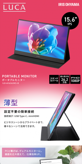 Portable Monitor ILD-A16262KS-B Black LP design (PC and Peripherals / White-based / Trust and Safety) PC version