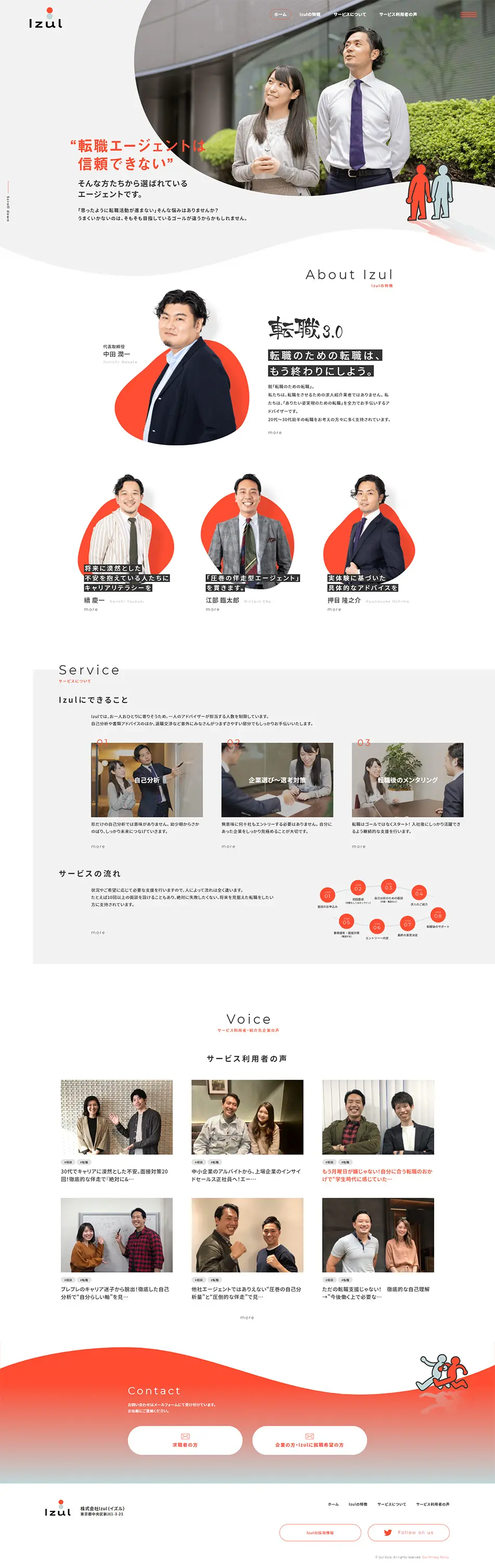 IzulのLPデザイン（求人・採用関連／ホワイト系／シンプル系）PC版