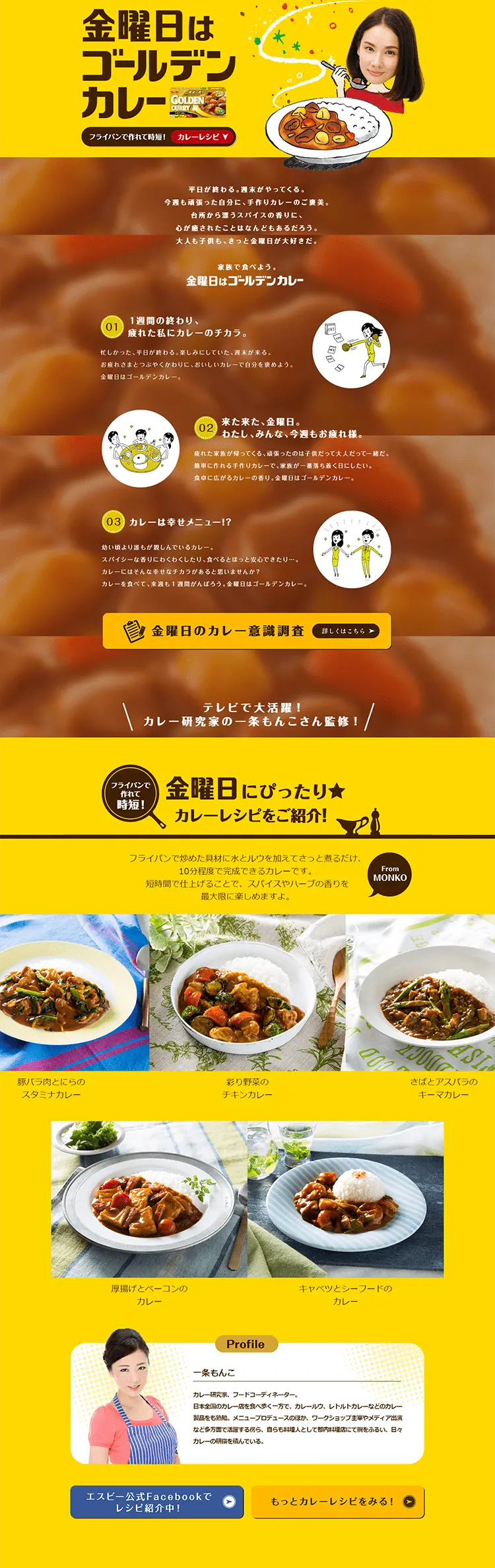 黄金の香り ゴールデンカレーのLPデザイン（食品／イエロー系／にぎやか系）PC版