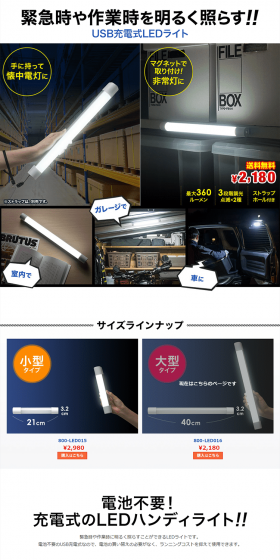 USB rechargeable LED light LP design (Consumer electronics / White-based / Trust and Safety) PC version