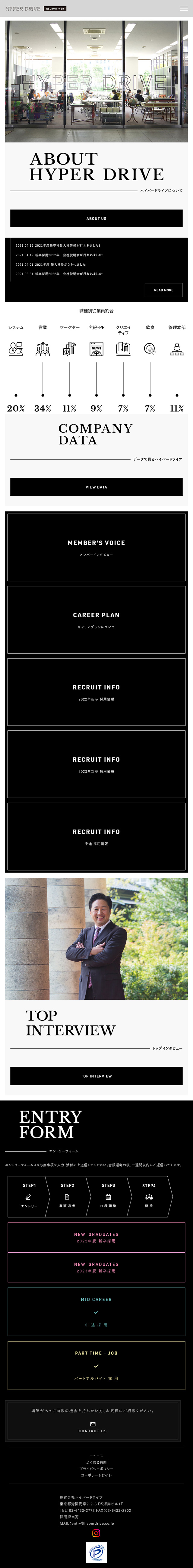 Careers Site LP design (Recruitment and Hiring / White-based / Simple) Mobile version