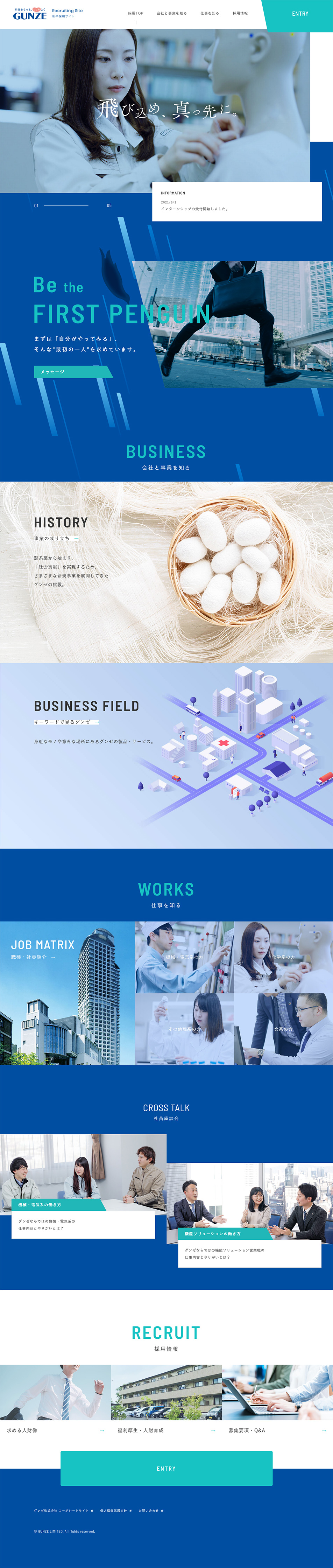 New Graduate Recruitment Site LP design (Recruitment and Hiring / Shades of blue / Refreshing type) PC version