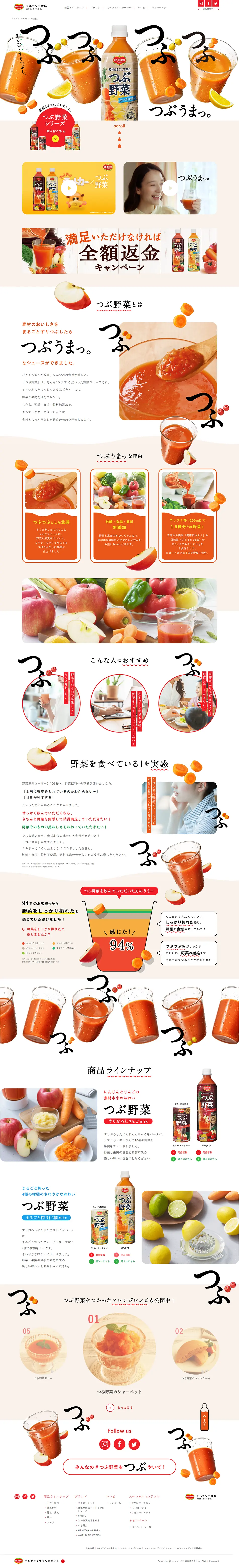 デルモンテ　つぶ野菜のLPデザイン（健康食品・健康ドリンク・サプリメント／オレンジ系／かわいい系）PC版