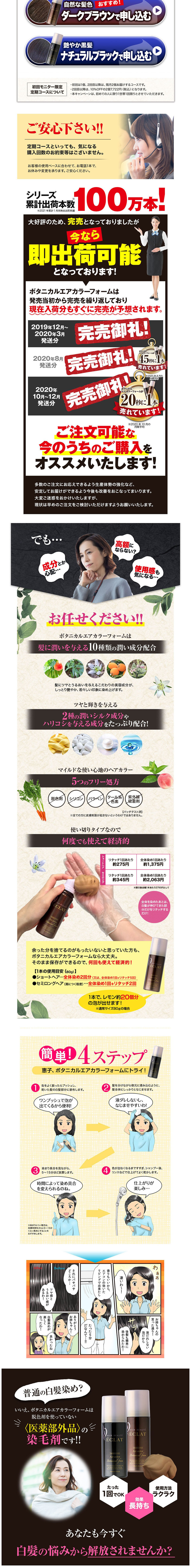 ボタニカルエアカラーフォームのLPデザイン（スキンケア・ボディケア・ヘアケア／ホワイト系／力強い系）PC版