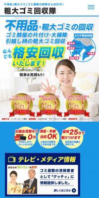 不用品・粗大ゴミ回収のLPデザイン（サービス・保険・金融／ブルー系／かっこいい系）スマホ版