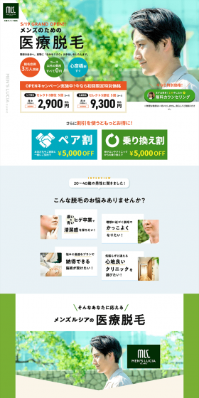 Medical hair removal LP design (Beauty services / Green tones / Clean-cut) PC version