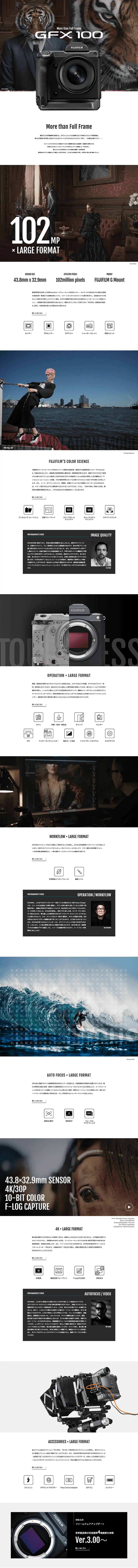 GFX100のLPデザイン（家電・パソコン・通信機器／ホワイト系／信頼・安心系）PC版