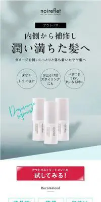 ノ・アルフレ アウトバストリートメントのLPデザイン（スキンケア・ボディケア・ヘアケア／ホワイト系／キレイ系）スマホ版