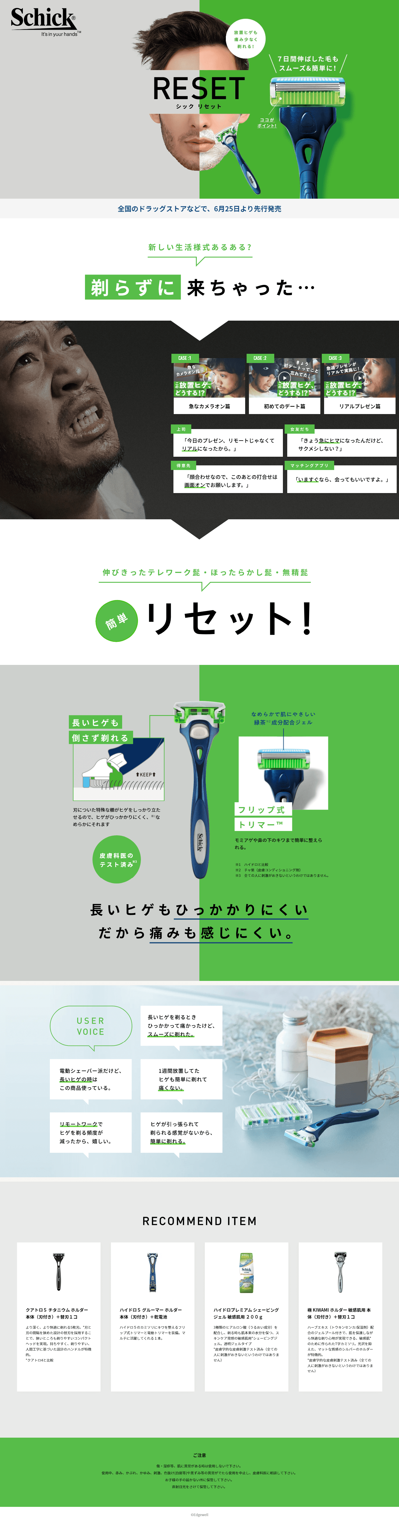SchickRESET LP design (Beauty, Skincare, Fragrance / Green tones / Simple) PC version